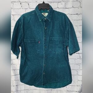 Javolis Men's Teal 90s Style Denim Shirt Size Medium